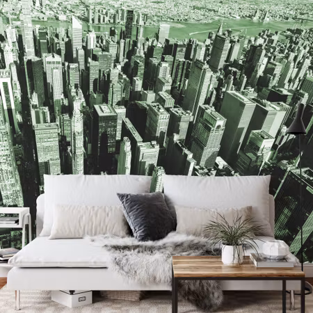 Fyrkantig fototapet - Skyscraper Forest in Green