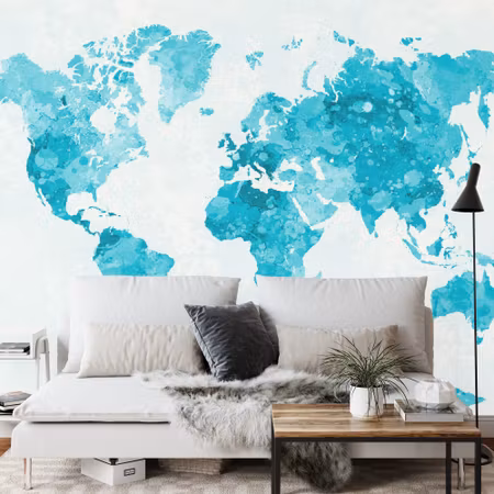 Fyrkantig fototapet - Watercolour World Map