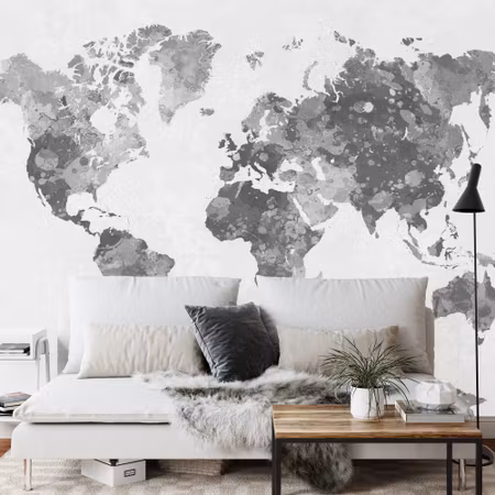 Fyrkantig fototapet - Watercolour World Map