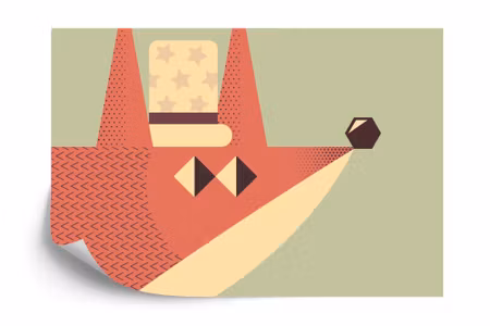 Fyrkantig fototapet - Of A Fox with A Hat