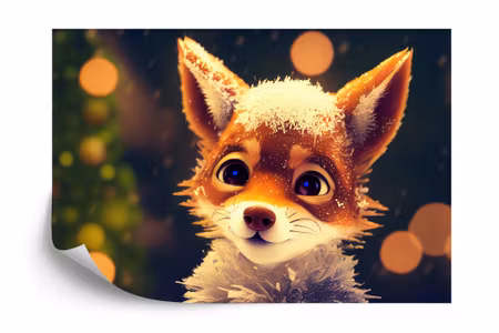 Fyrkantig fototapet - Little Fox