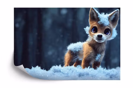 Fyrkantig fototapet - Red Fox in the Snow