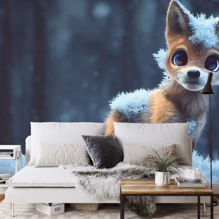 Fyrkantig fototapet - Red Fox in the Snow
