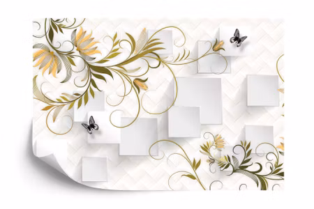 Fyrkantig fototapet - Abstract Floral and