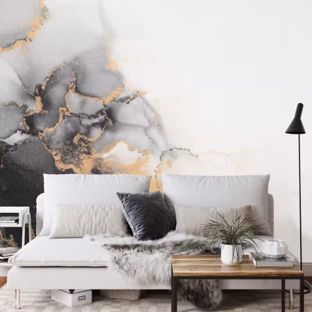 Fyrkantig fototapet - Marble Ink Abstract Art From