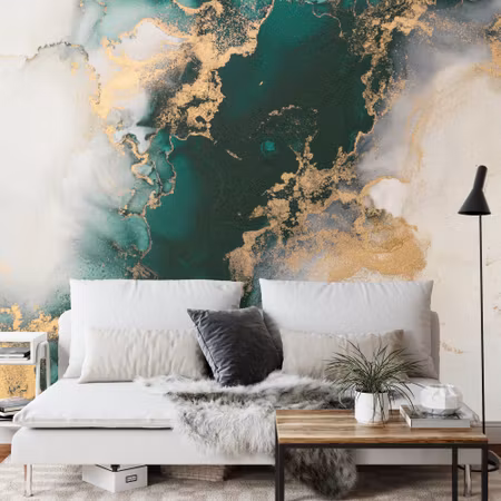 Fyrkantig fototapet - Marble Ink Abstract Art From