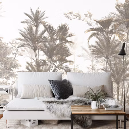 Fyrkantig fototapet - Tropical Trees and Leaves