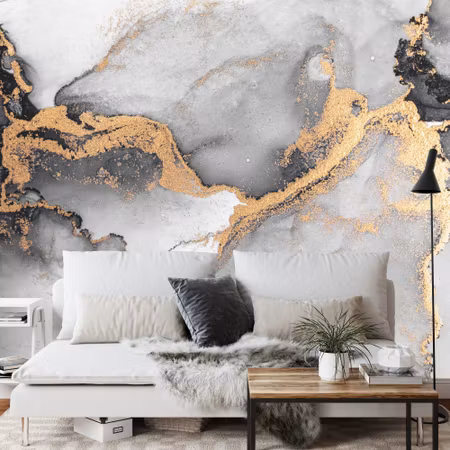 Fyrkantig fototapet - Black Gold Abstract