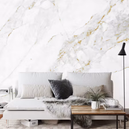 Fyrkantig fototapet - White Gold Marble Texture