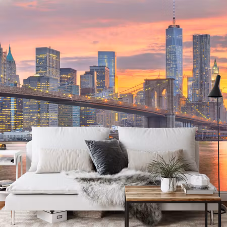 Fyrkantig fototapet - Lower Manhattan Skyline and