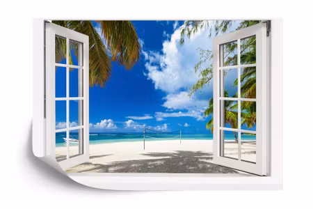 Fyrkantig fototapet - View From An Open Window To