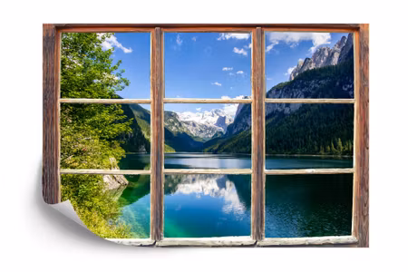 Fyrkantig fototapet - Fensterblick Gosausee