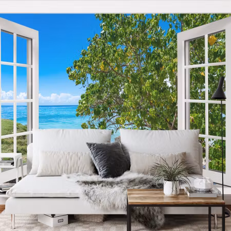 Fyrkantig fototapet - Open Window To the Sea