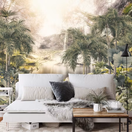 Fyrkantig fototapet - Tropical Trees and Leaves