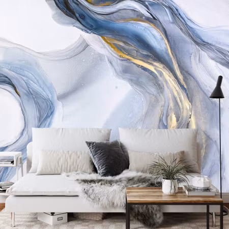 Fyrkantig fototapet - Abstract Blue Art with Gray