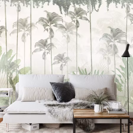 Fyrkantig fototapet - Tropical Trees and Leaves