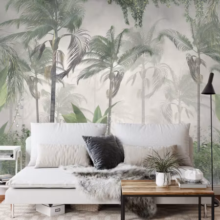 Fyrkantig fototapet - Tropical Trees and Leaves