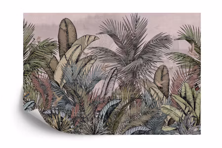 Fyrkantig fototapet - Pattern Wallpaper Jungle