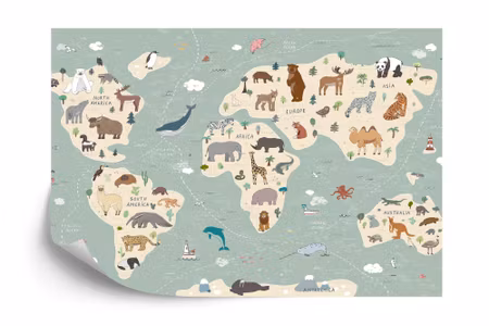 Fyrkantig fototapet - Colorful World Map