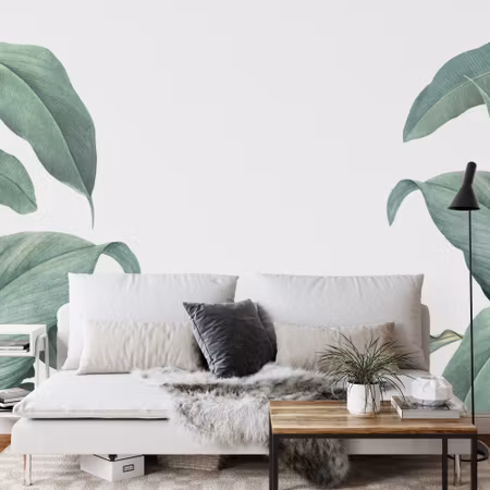 Fyrkantig fototapet - Tropical Leaves Frame
