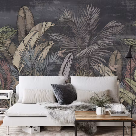 Fyrkantig fototapet - Pattern Wallpaper Jungle