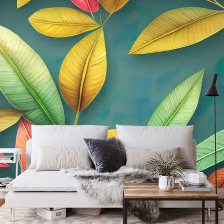 Fyrkantig fototapet - Tropical Trees and Leaves
