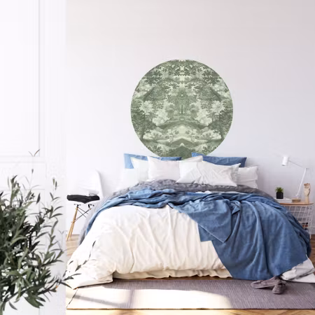 Rund fototapet - Into the forest in green