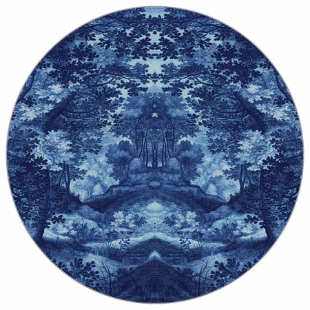 Rund fototapet - Into the forest in blue