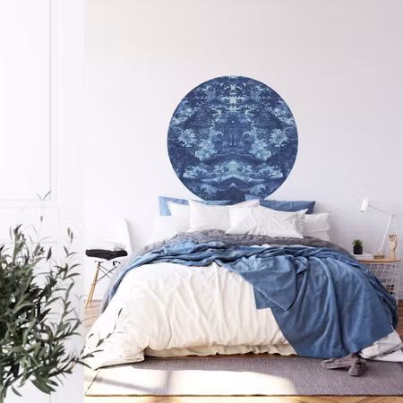 Rund fototapet - Into the forest in blue