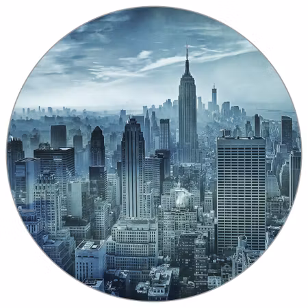 Rund fototapet - Hazy Gotham by Stefen Schilbe