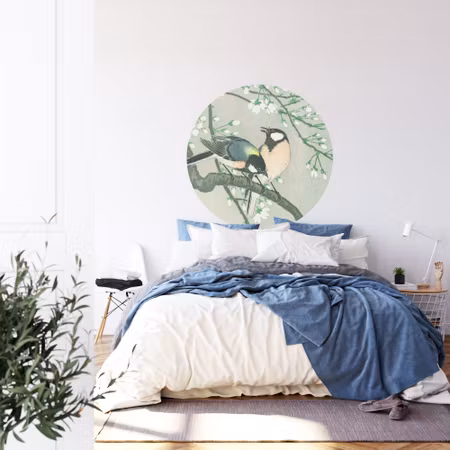 Rund fototapet - Silk birds