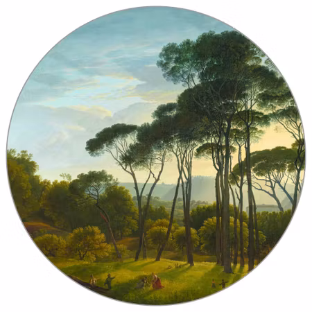 Rund fototapet - Italian landscape with umbrella