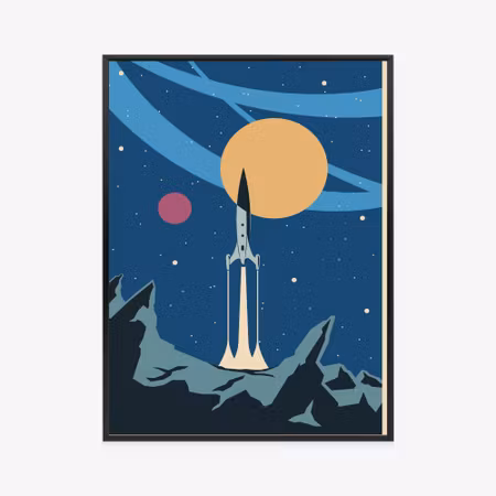 Poster med ram - Launch of a retro space shuttle