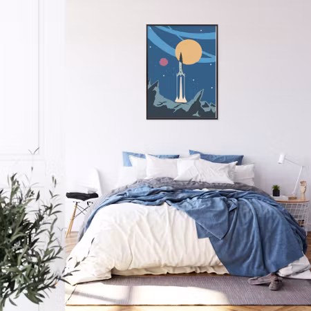 Poster med ram - Launch of a retro space shuttle