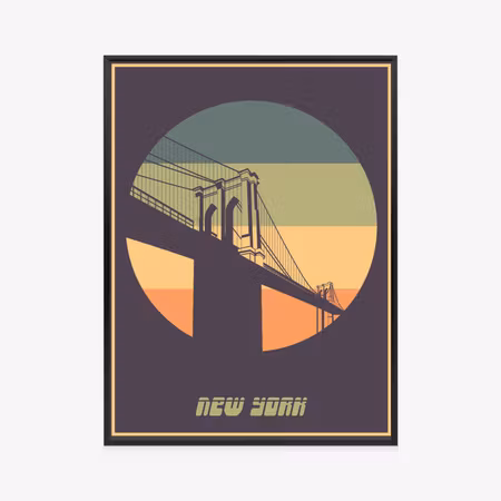 Poster med ram - Brooklyn bridge in vintage style