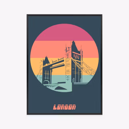 Poster med ram - Tower bridge in vintage style