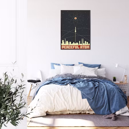 Poster med ram - Space and retro lettering