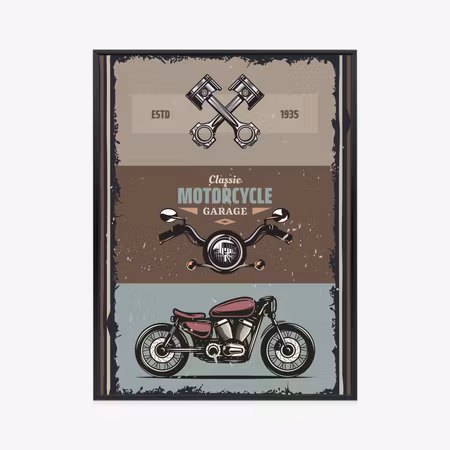 Poster med ram - Motorbike with accessories and