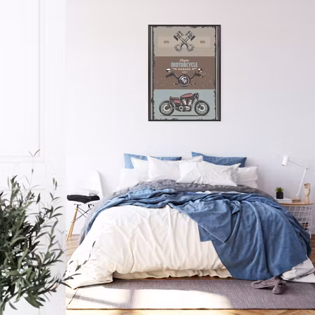 Poster med ram - Motorbike with accessories and
