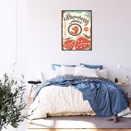 Poster med ram - Strawberry juice in vintage style