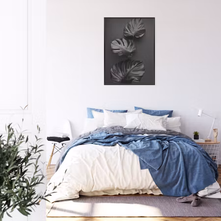 Poster med ram - Glossy dark leaves
