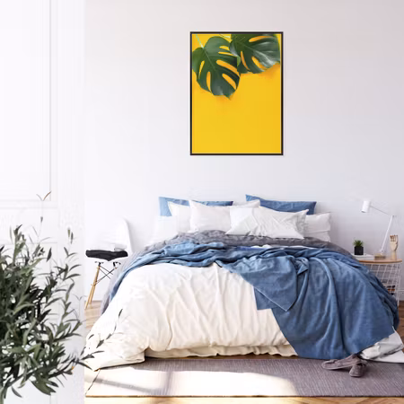 Poster med ram - Large monstera leaves