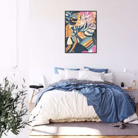 Poster med ram - Multicoloured tropical leaves