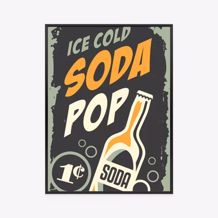 Poster med ram - Soft drink vintage style