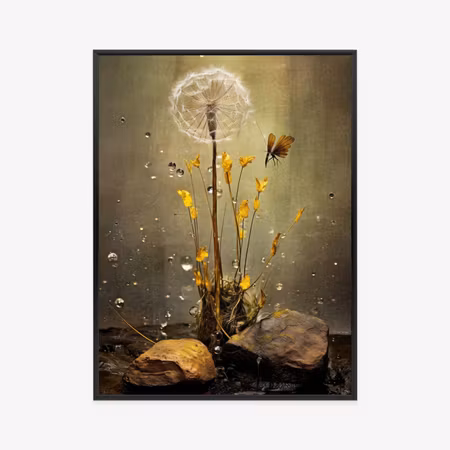 Poster med ram - Dandelion and dew drops