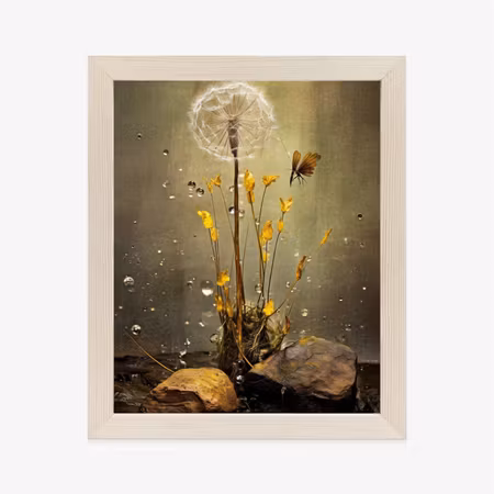 Poster med ram - Dandelion and dew drops