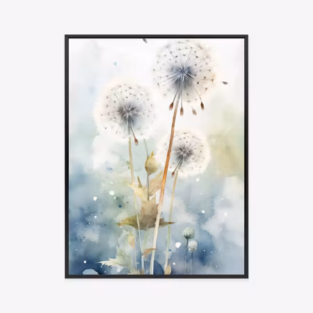 Poster med ram - Three dandelions on a watercolor