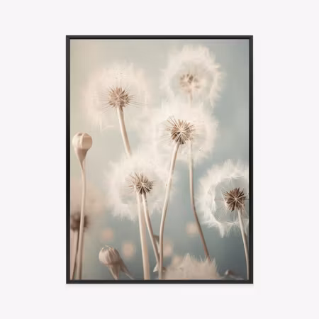 Poster med ram - Delicate dandelions on a pastel