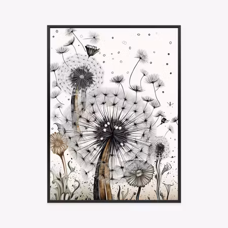 Poster med ram - Dandelion seeds flying in the