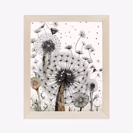Poster med ram - Dandelion seeds flying in the